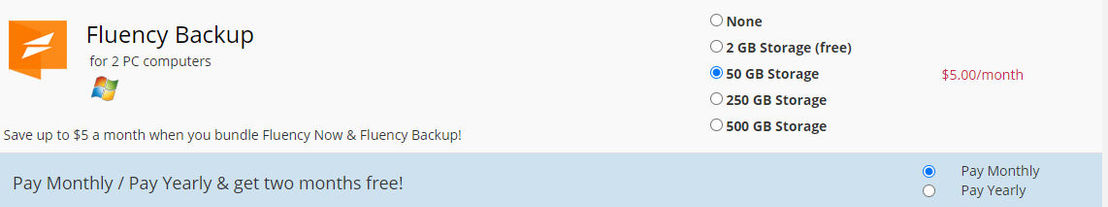 Fluency Backup pricing