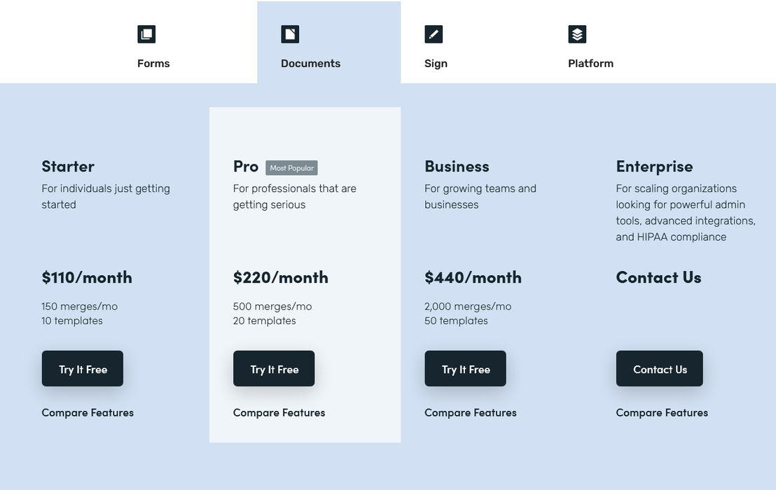 Formstack Documents pricing