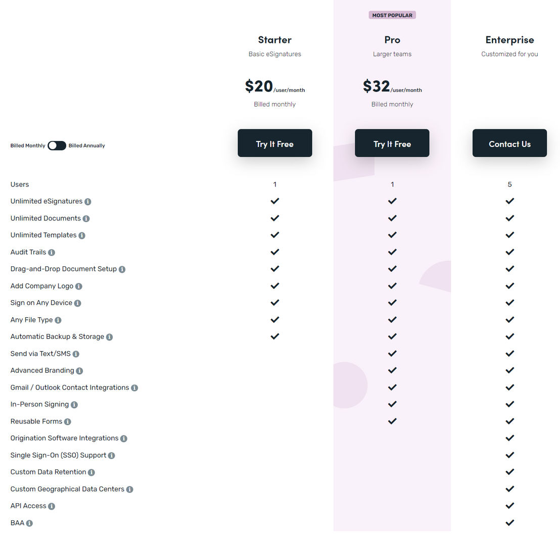 Formstack Sign pricing