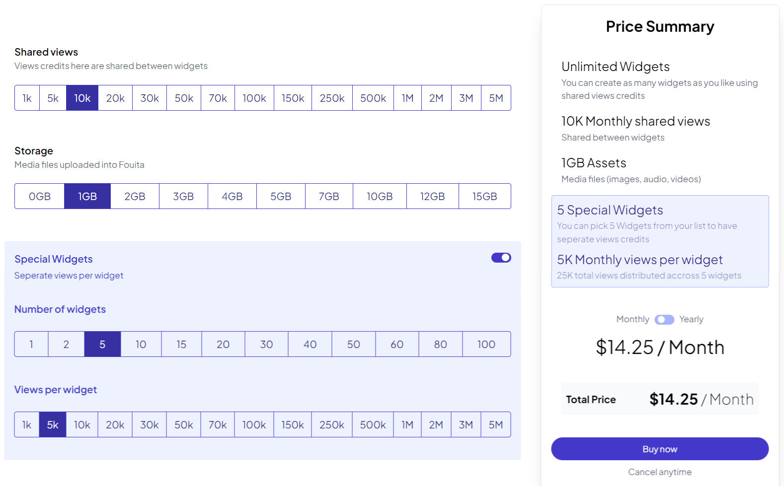 Fouita pricing