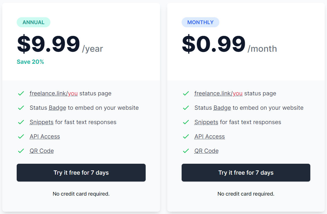 FreelanceLink pricing