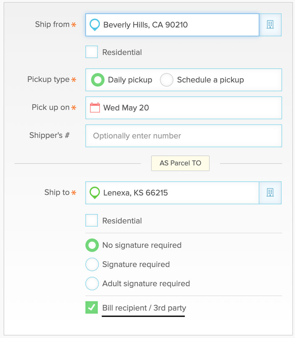 3rd Party Parcel Shipments