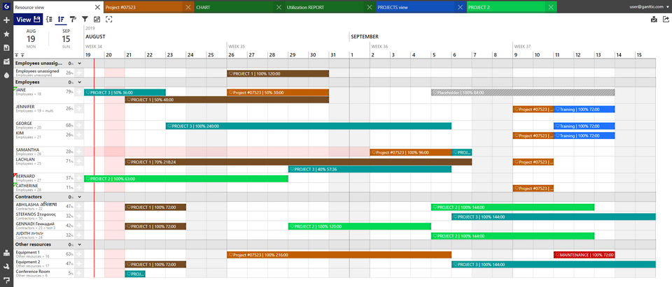 Resource management software ui