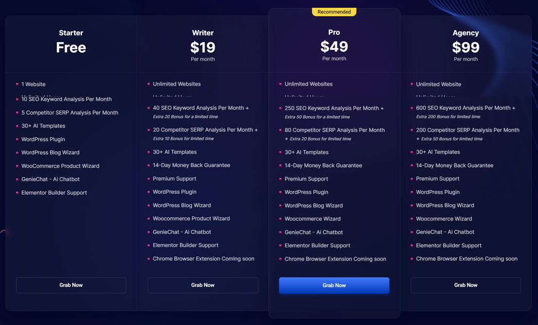 GetGenie pricing