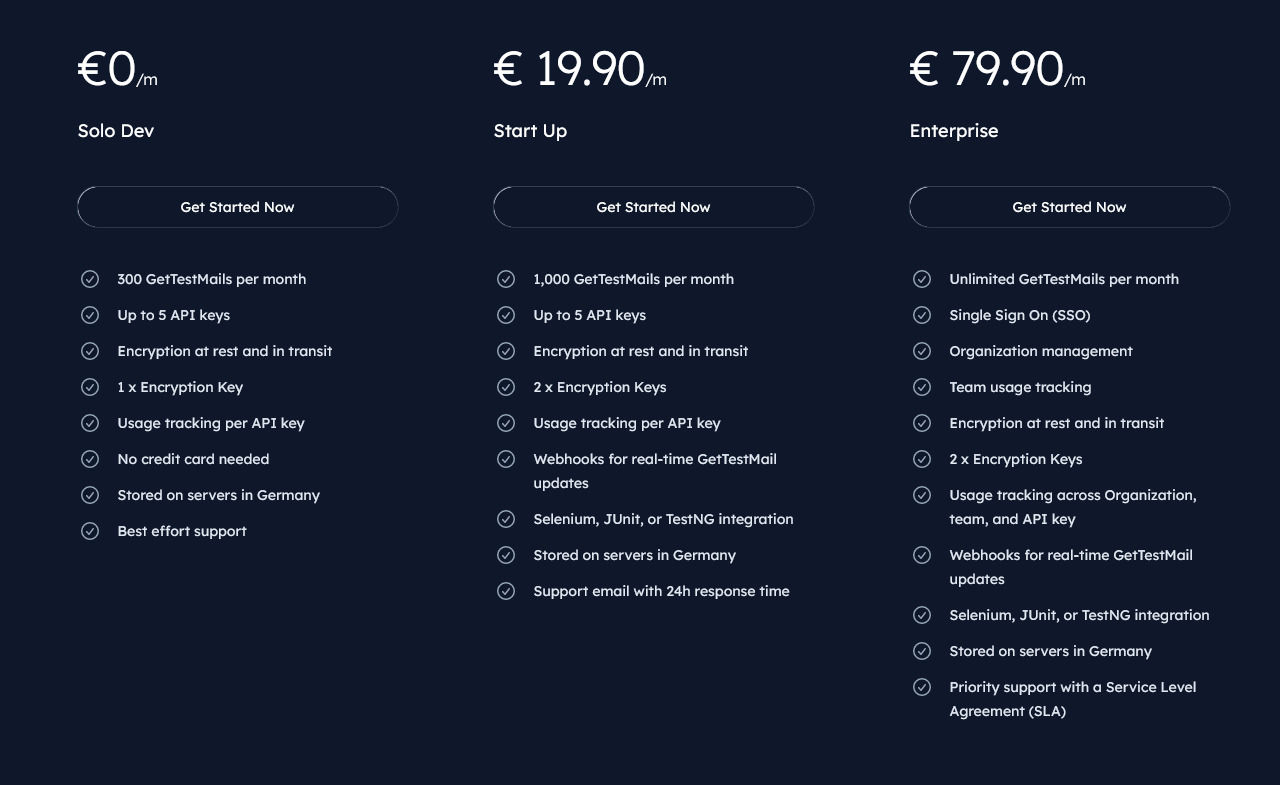 GetTestMail pricing