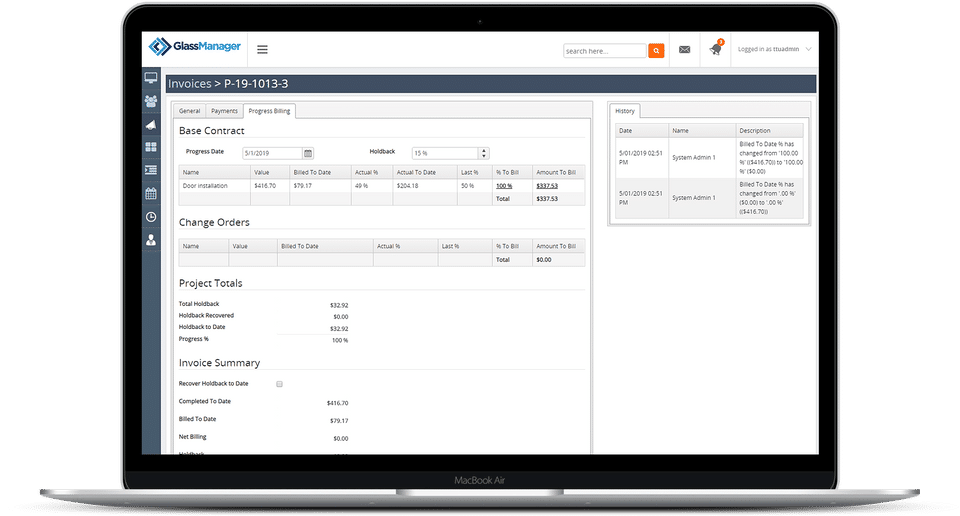 Invoice : Progress Billing screenshot