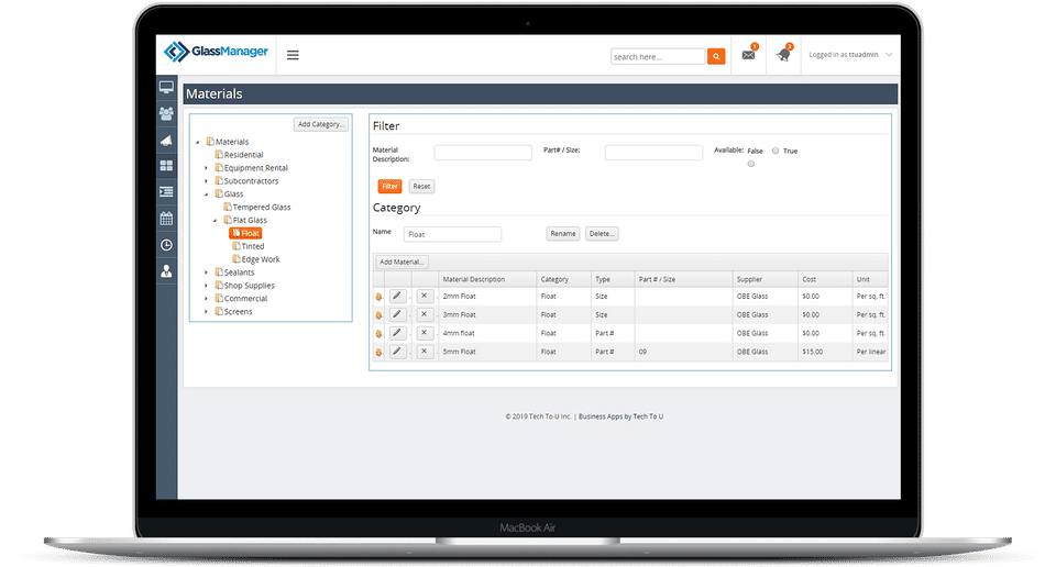 Materials Management screenshot