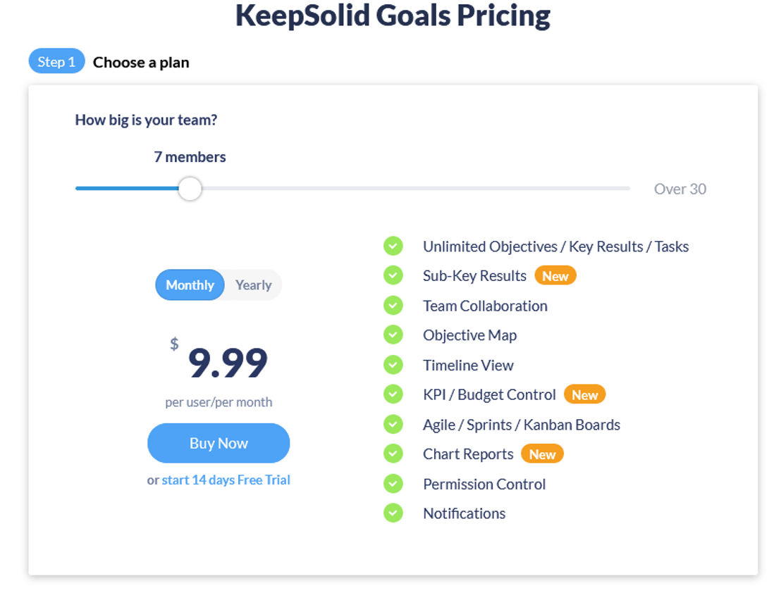 Goals by KeepSolid pricing