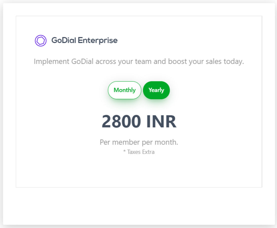 GoDial pricing