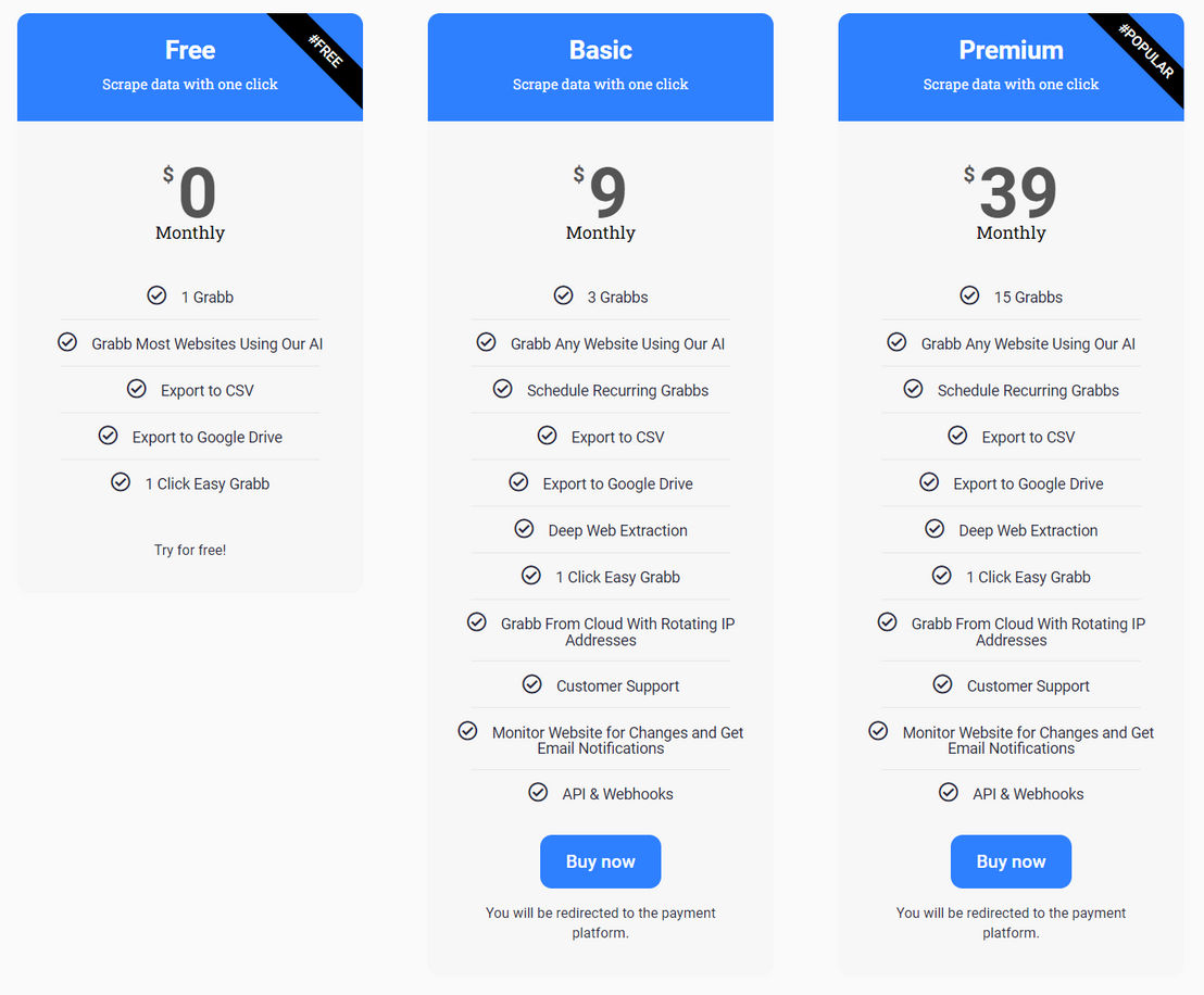 Grabbly pricing