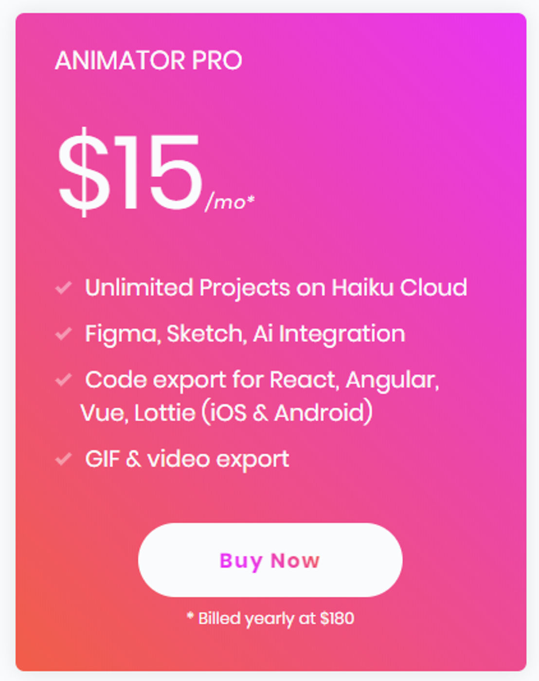 Haiku Animator pricing