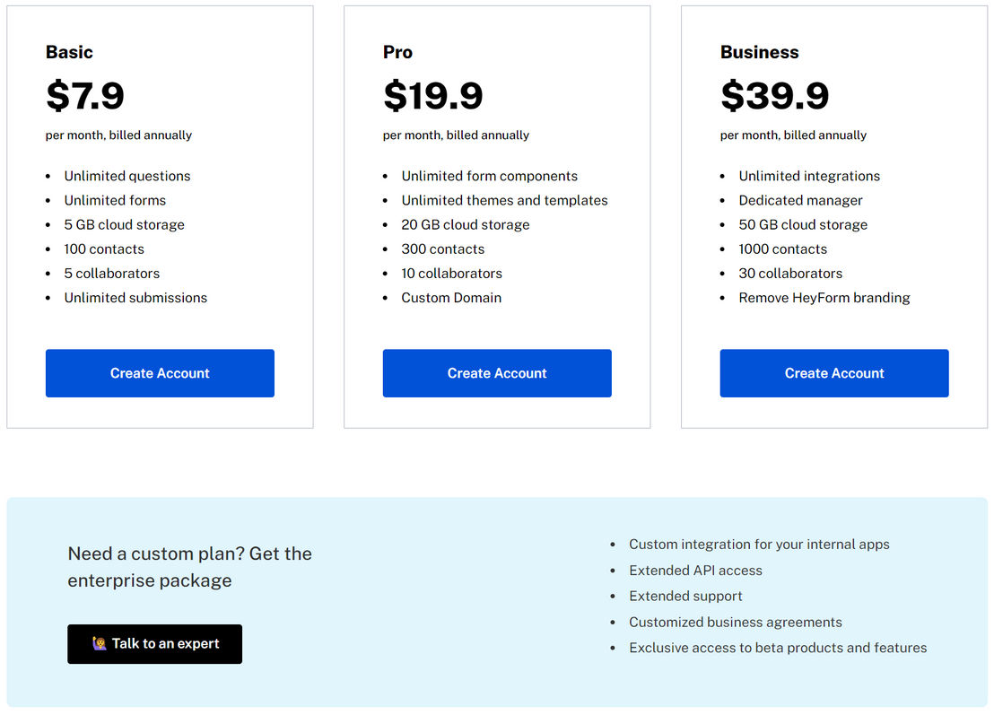 heyform pricing