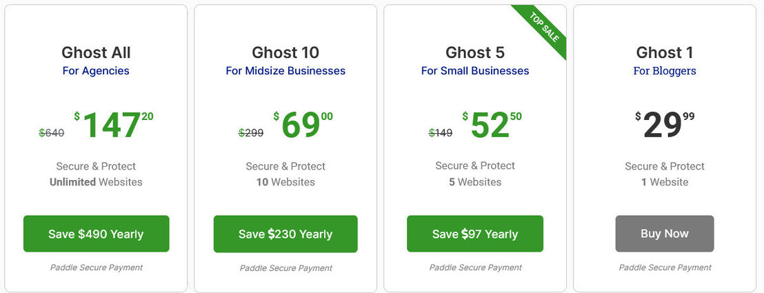 Hide My WP Ghost pricing