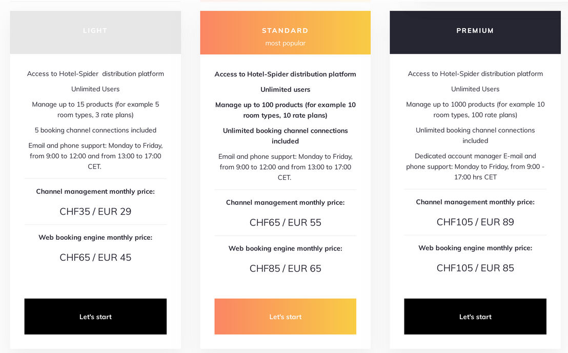 hotel-spider pricing