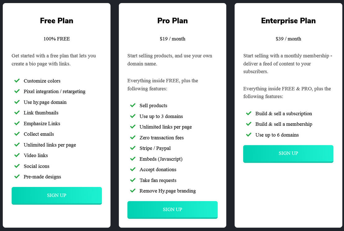 hy-page pricing