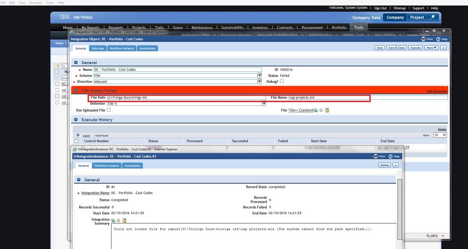 Integration Object File import