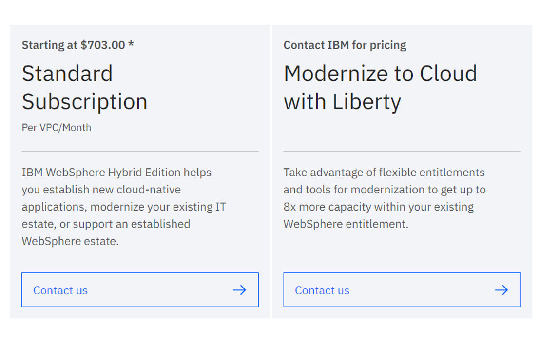 IBM WebSphere Hybrid Edition pricing