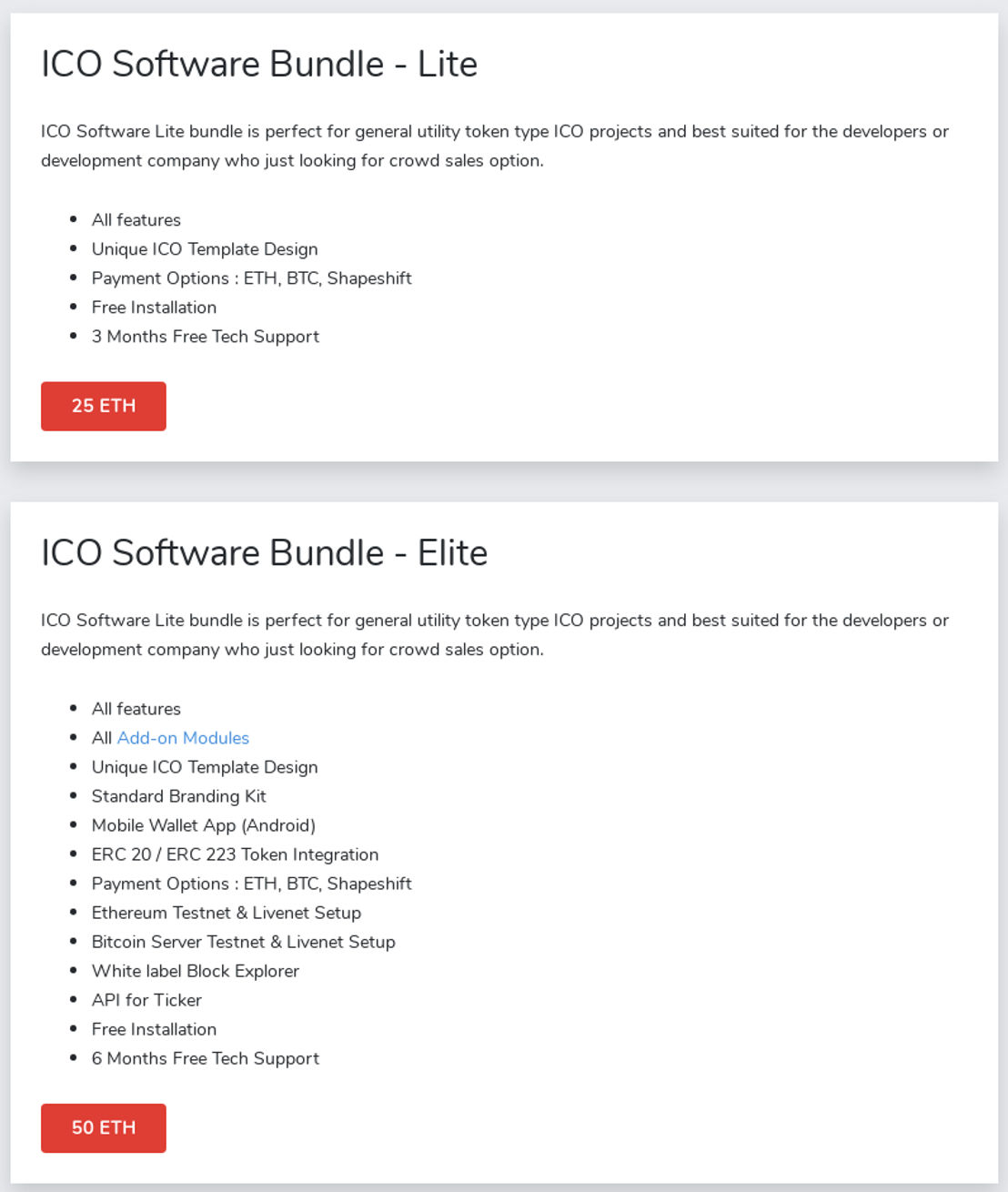 ICO Software pricing