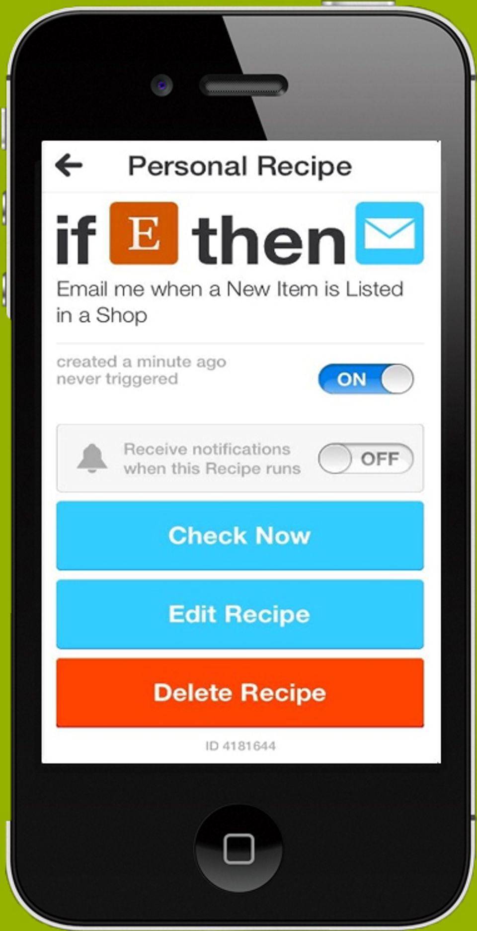 IFTTT screenshot: Enables users to set up automatic notifications-thumb