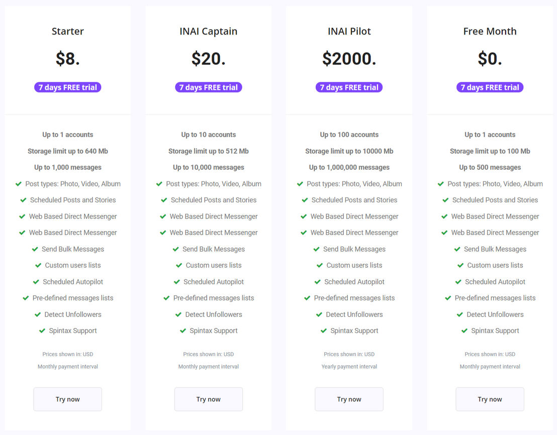 INAI Direct pricing