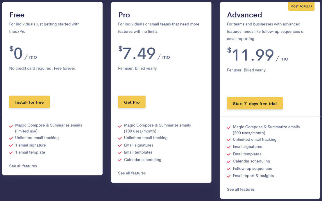 inboxpro pricing