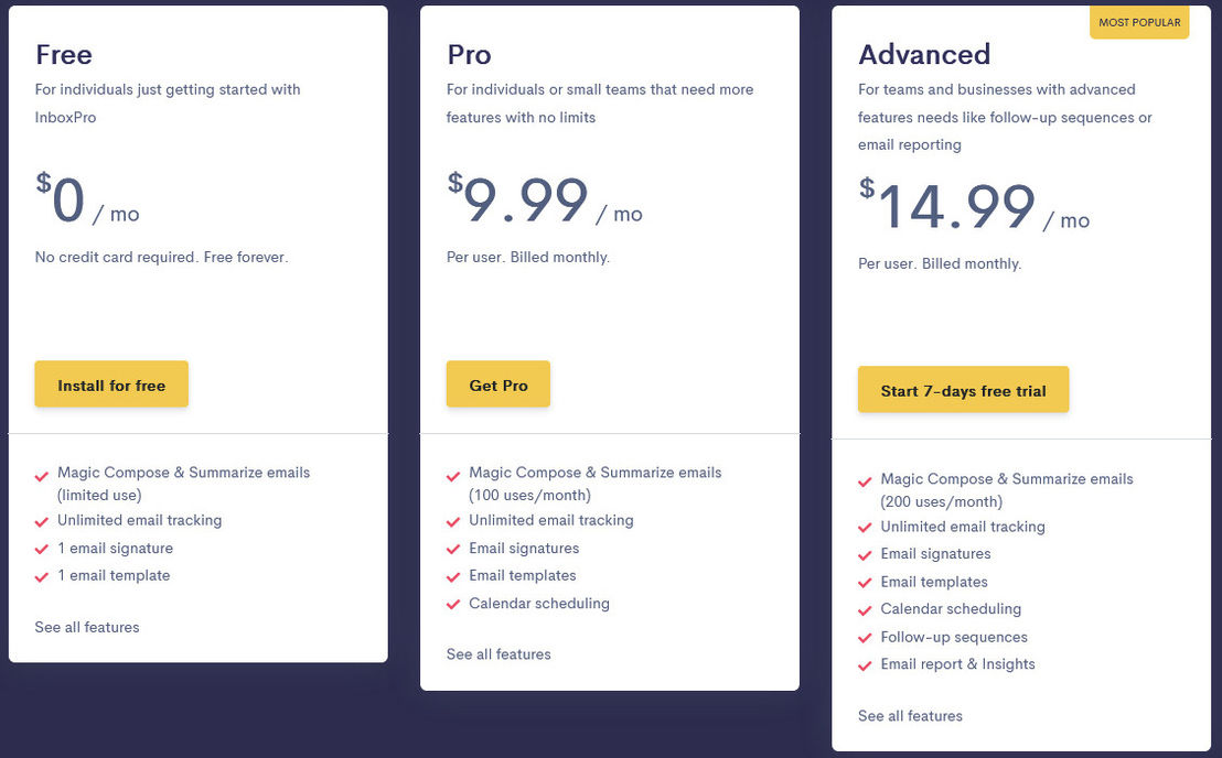 InboxPro pricing