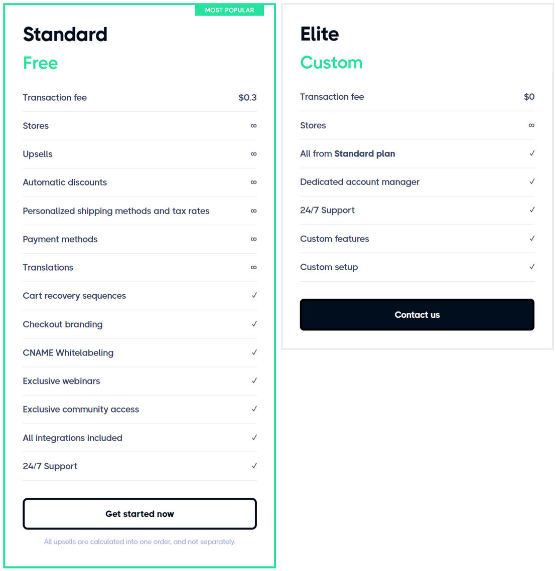 inline-checkout pricing