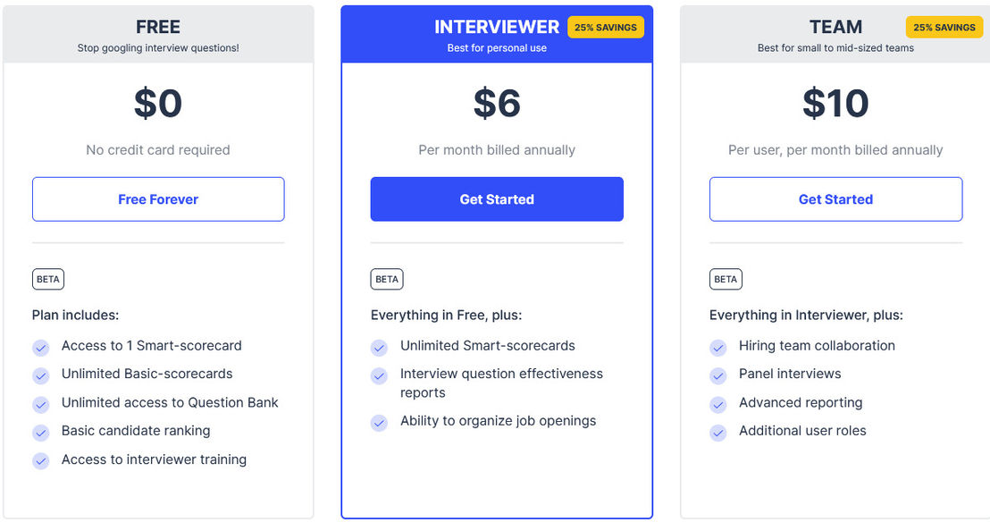 InterviewIA pricing