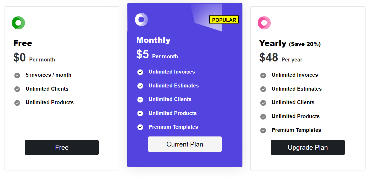 Invoice Temple pricing