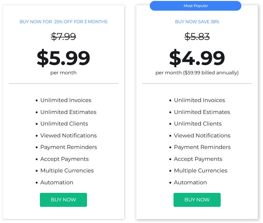 Invoicer pricing