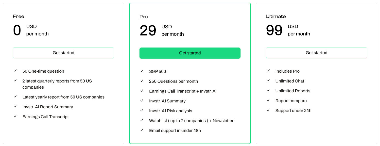 Invstr. pricing