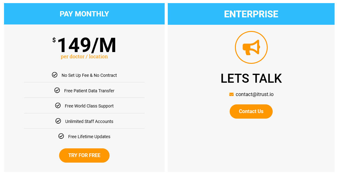 iTRUST pricing