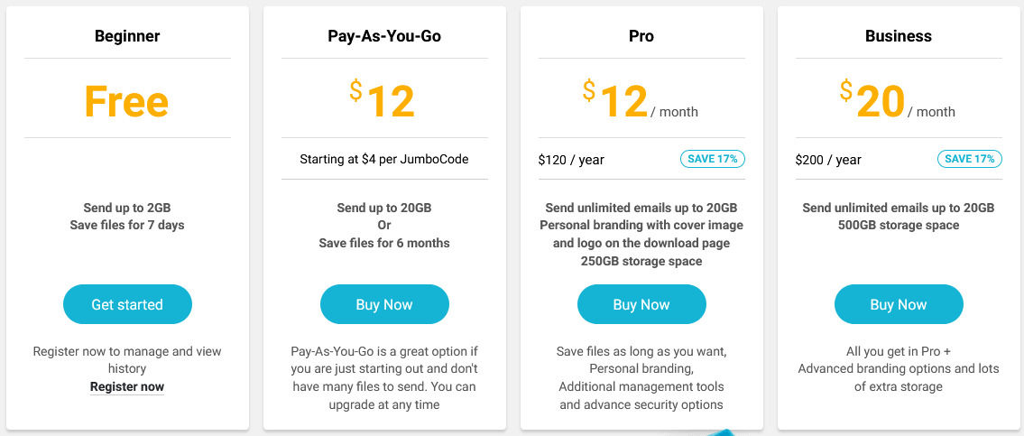 JUMBOmail pricing