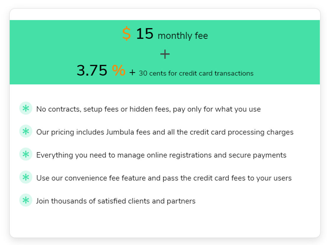 Jumbula pricing