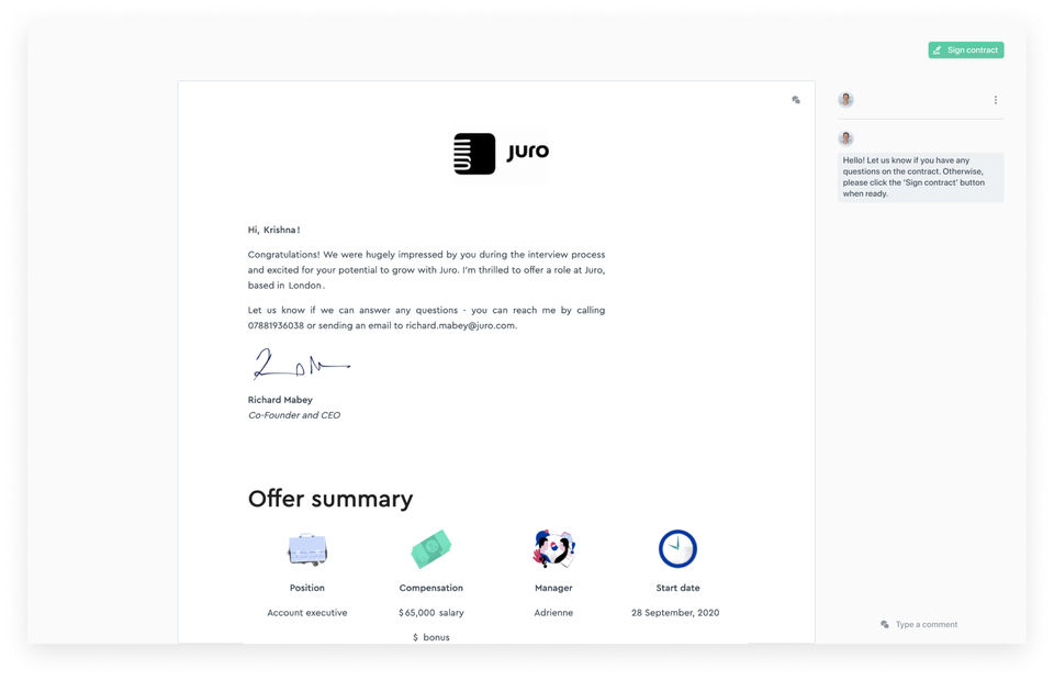 Juro screenshot