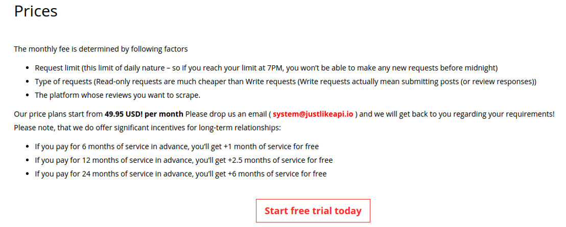 justLikeAPI pricing