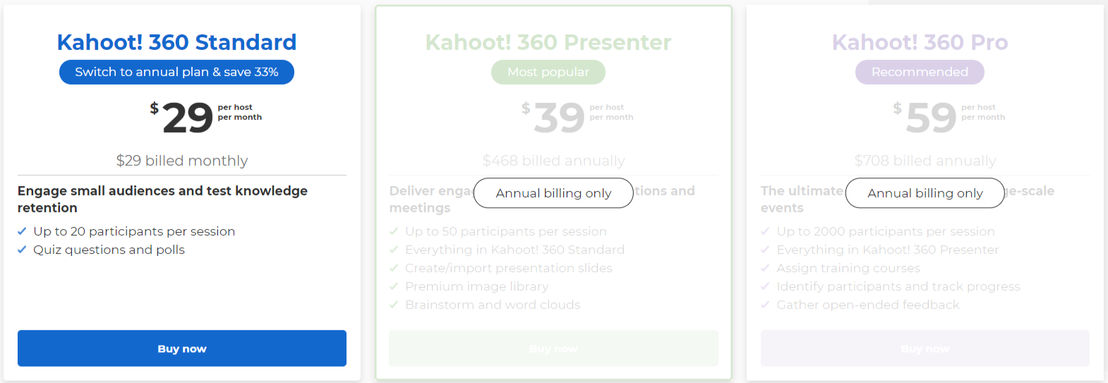 Kahoot! pricing