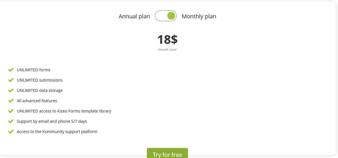 Kizeo Forms pricing