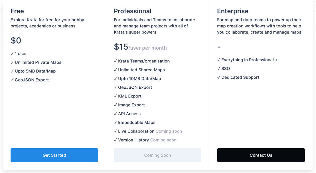 Krata Maps pricing