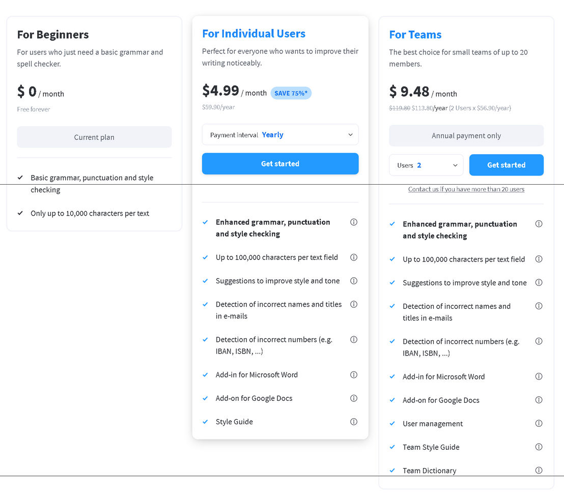 languagetool pricing