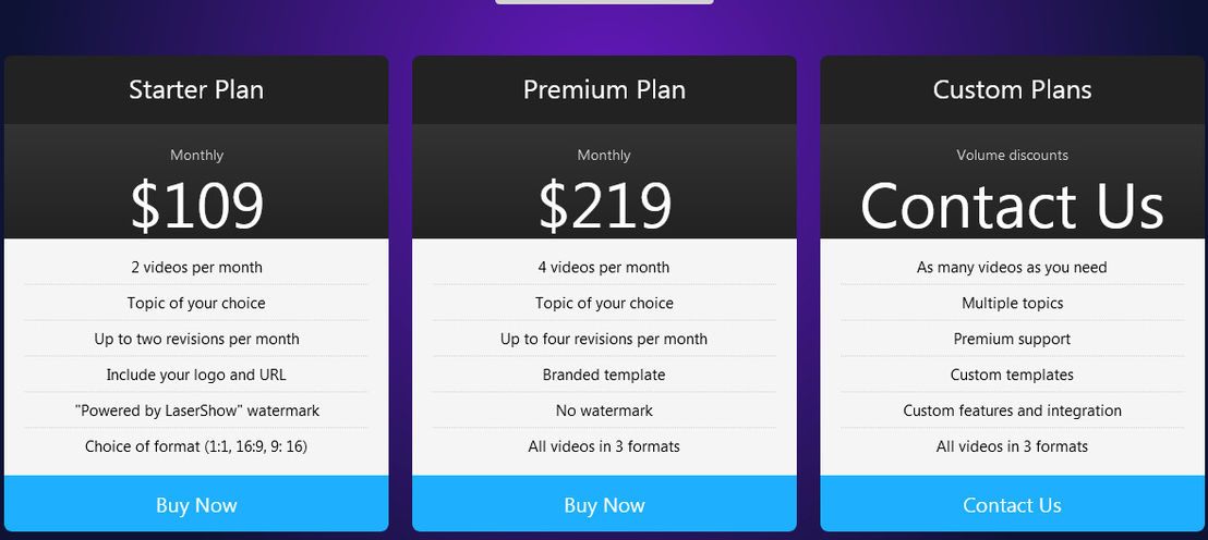 LaserShow Video pricing