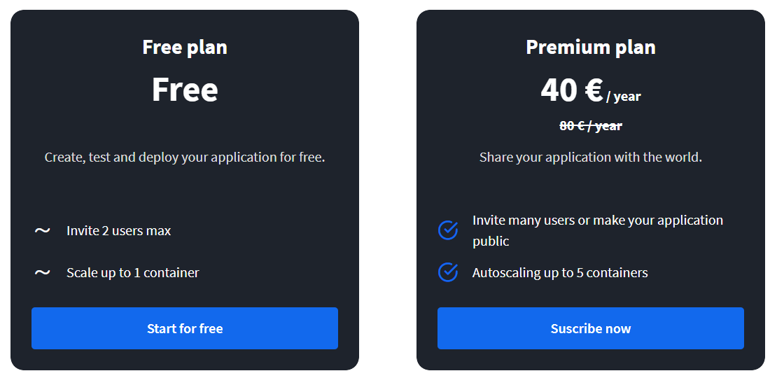 Lenra pricing