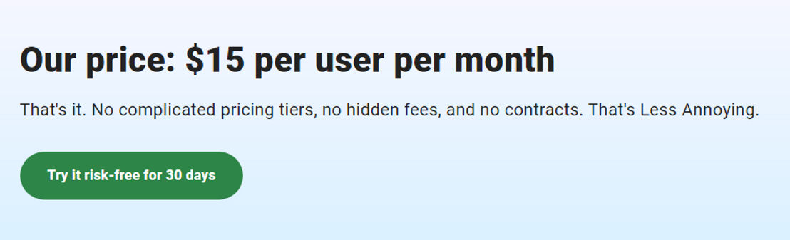 Less Annoying CRM pricing