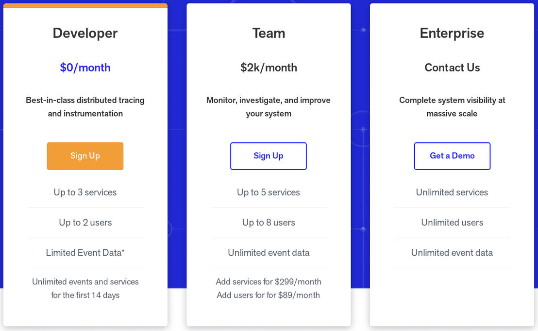 LightStep pricing