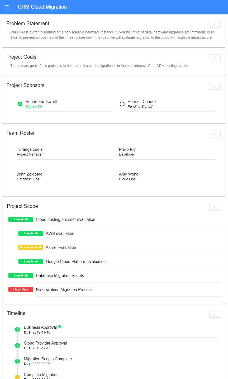 Liquet : Dashboard screenshot