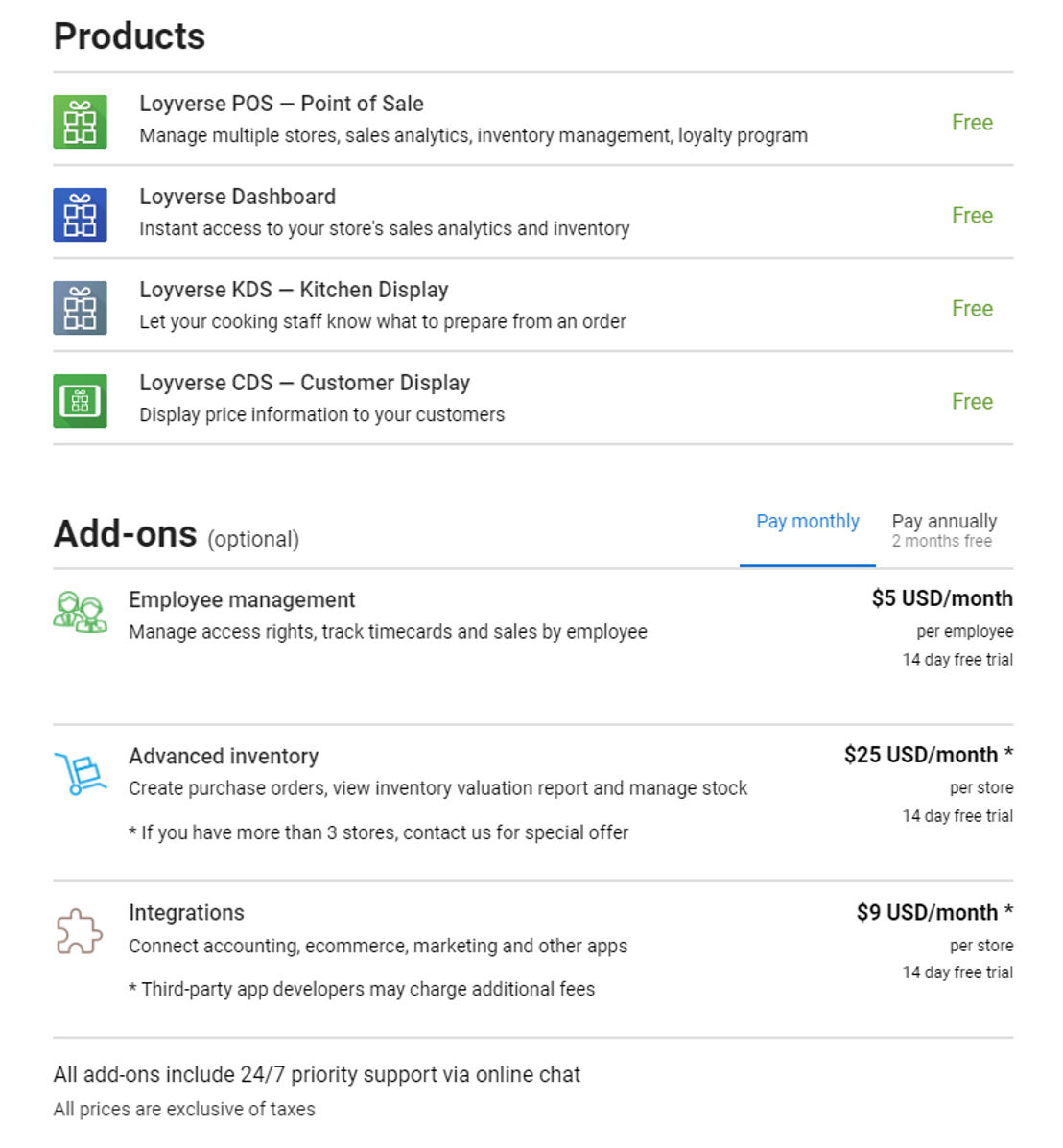 loyverse-pos pricing