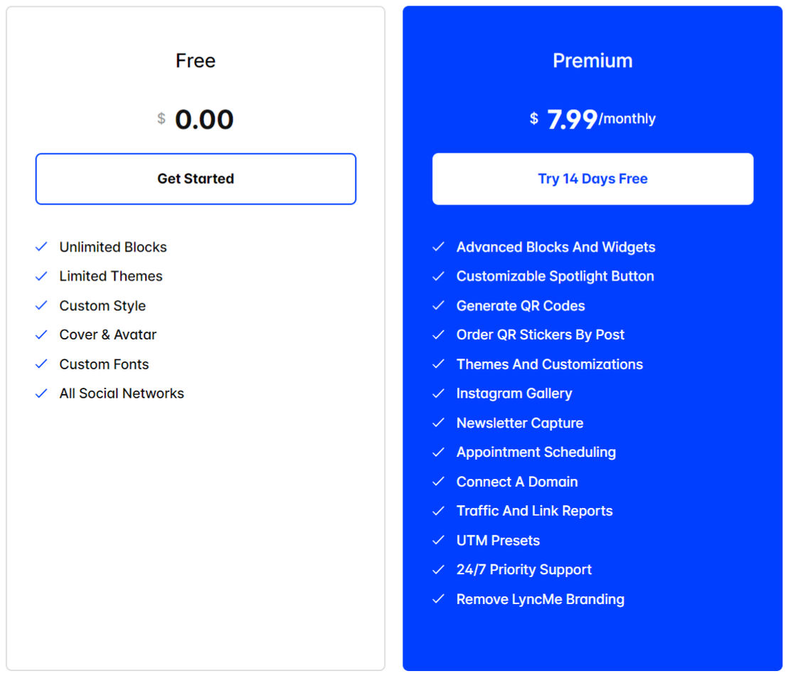 LyncMe pricing