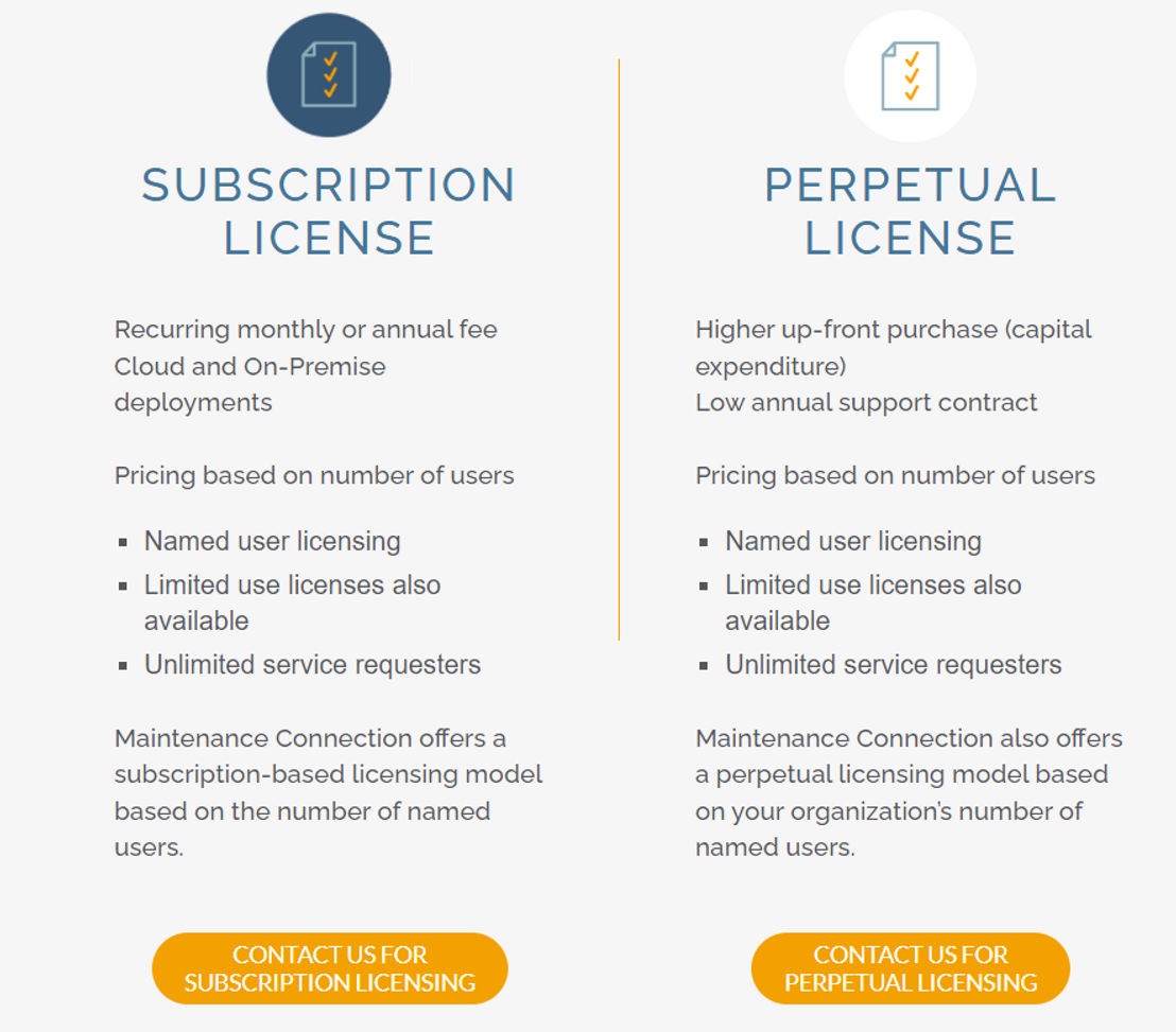 Maintenance Connection pricing