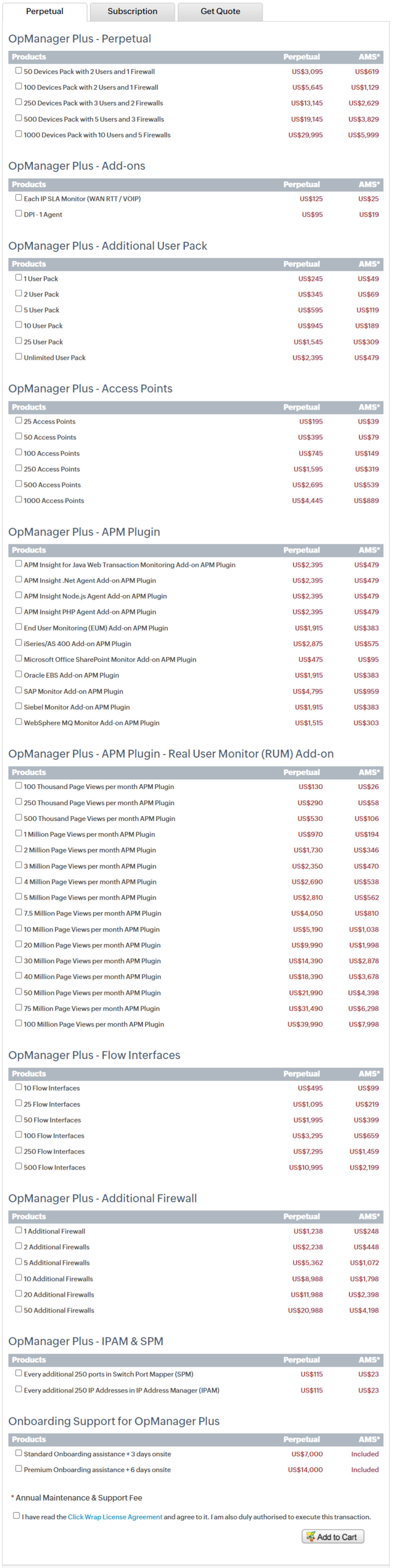 manageengine-opmanager-plus pricing