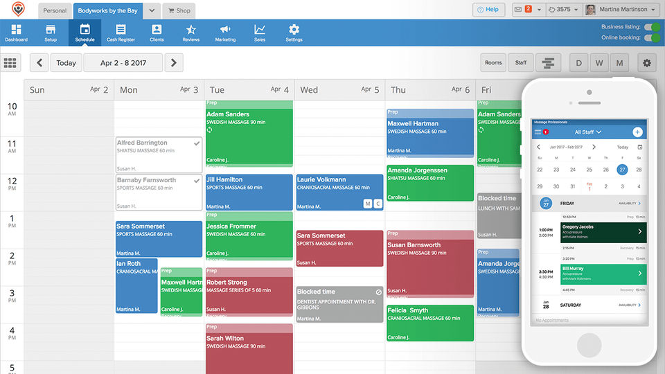 MassageBook Scheduling